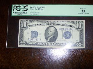 1934c $10 Pcgs Vf 35 Silver Certificate Priced To Sell photo