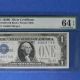 $1 1928 B Silver Certificate Fr 1602 Gb Block Woods/mills Pmg 64 Epq Funny Back Small Size Notes photo 3
