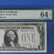 $1 1928 B Silver Certificate Fr 1602 Gb Block Woods/mills Pmg 64 Epq Funny Back Small Size Notes photo 5