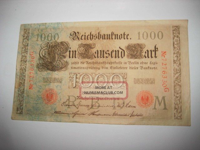 Germania Banknote - Deutches Reich - 1000 Mark - 1910 Europe photo