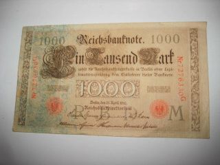 Germania Banknote - Deutches Reich - 1000 Mark - 1910 photo