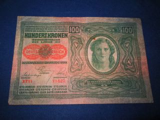 Austriaungaria1912 Banknote - 100korona - Circulated,  Generally photo