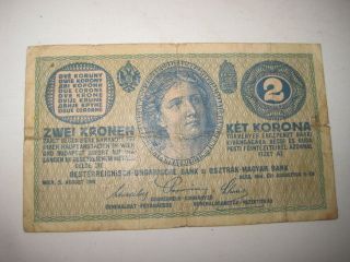 Austria - Ungaria1914 Bancnote - 2korona,  - 11_7cm. photo