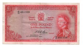 Rhodesia 1 Pound 16 November 1964 Pick 25 Look Scans photo