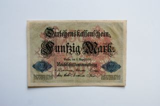 1914 Green 50 Mark Note From Berlin,  Germany, photo