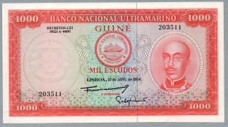 1000 Escudos Uncirculated Banknote,  Portuguese Guinea,  30 - 04 - 1964,  Pick 43 - A photo
