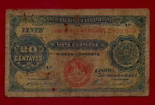 Portugal Mozambique 20 Centavos 1914 P - 60 Rare See Scan (west Africa Congo Mali) photo
