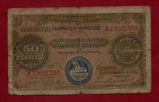 Portugal Mozambique 50 Centavos 1914 P - 61 Rare See Scan (west Africa Congo Mali) photo