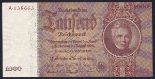 Germany 1000 Reichsmark 1936 P - 184 Aunc photo
