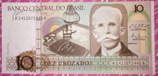 Brazil 10 Dez Cruzados 1987 Foreign Paper Money (p 209b) photo