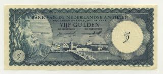 Netherlands Antilles 5 Gulden 2 - 1 - 1962 Pick 1.  A Xf - photo