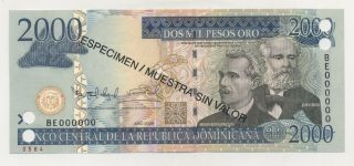 Dominican Republic 2000 Pesos 2009 Pick 181.  S Unc Specimen photo
