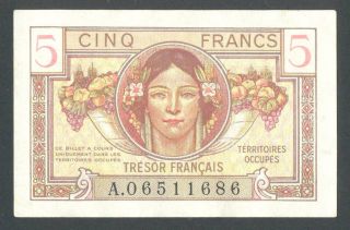 France 5 Francs 1947 Xf/au Pm6a Post Wwii - Occupied Territories photo