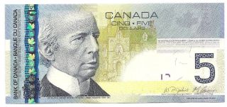 2010 Canada 5 Dollar Unc Radar Bill Jenkins Carney Bc - 67b - I Canadian Bank Note photo