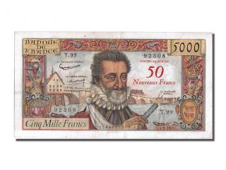 French Paper Money,  50 Nf / 5000 Francs Type Henri Iv photo