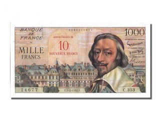 French Paper Money,  10 Nf / 1000 Francs Type Richelieu photo