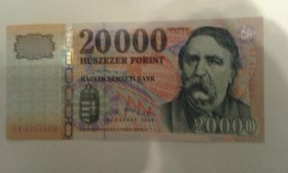 Hungary 20000 Forint 2009 Unc P 201b Prefix Gf Rare photo