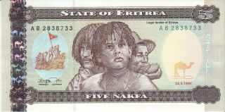Eritrea - - 5 Nafka Banknote - - 1997 - - Cu photo