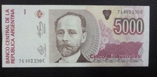 Argentina Banknote 5000 Australes Pick 330e Xf+ 1991 - Murolo/fernandez photo