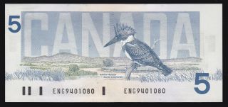 1986 Bank Of Canada $5 Bank Note,  Egn9401080 Crow - Bouey Au photo
