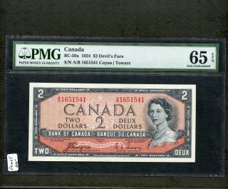 1954 Devils Face 2 Dollar Banknote Gem 65 Epq A/b Prefix Bv $600.  00 Coyne/towers photo