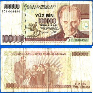 Turkey 100000 Lira 1997 L.  1970 Lirasi Turk Turquie Worldwide photo
