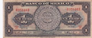1 Un Peso 1961 Banco De Mexico R358463 American Bank Note Company photo