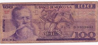 100 Cien Pesos 1981 El Banco De Mexico D3303991 American Bank Note Company photo