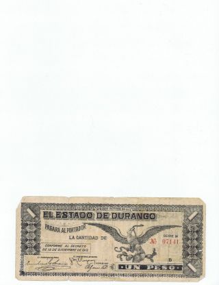 Mexico $1 Peso 10 - 1914 