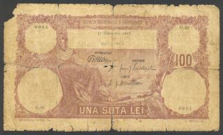 Romania - 100 Lei 1917 Note/banknote - P 25 (banca Naţională A României) Rare photo