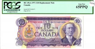 1971 $10 Bank Of Canada Replacement Note,  Tc,  Bc - 49ca,  Gem Unc B274 photo