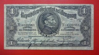 Uruguay Banknote 1 Peso,  Pick 9 F+ 1914 photo