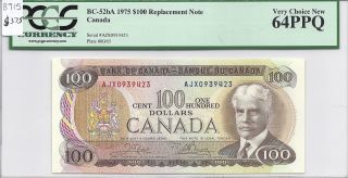 1975 Canada $100 Replacement Choice Unc.  64 B715 photo
