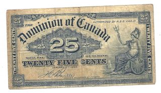 1900 Dominion Of Canada Twenty Five Cents Bank Note photo