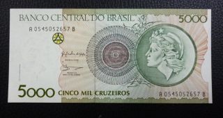 Brazil Banknote 5000 Cruzeiros,  Pick 227 Unc 1990 photo