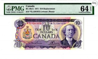 1971 $10 Bank Of Canada Replacement Note,  Tl,  Bc - 49ca,  Unc - 64 B276 photo