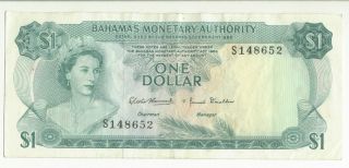 Bahamas $1.  00 Banknote [law Of 1968] Pk 27a photo