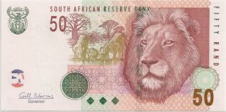 South Africa 2009 Banknote 50 Rand Fauna Lion Money African Currency Unc photo