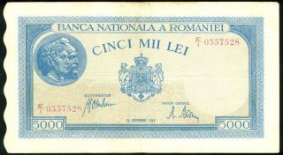 Romania 5.  000 Lei 28 Septembrie 1943 Vf + Banknote photo