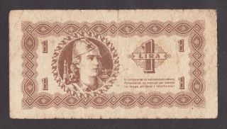 Yugoslavia 1 Lira 1945 Fine Banca Per L ' Economia Per L ' Istria,  Fiume E Il Litto photo