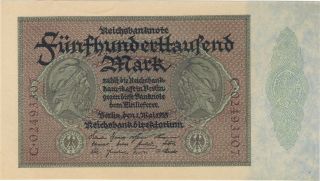 1923 500,  000 Mark Germany Currency Reichsbanknote Unc German Banknote Money Bill photo