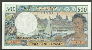 Tahiti $500 Francs P.  25d (unc) From 1985. photo