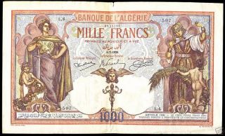 Algeria 1000 Francs 3.  7.  1926,  P.  83 Iii+ photo