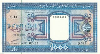 Mauritania Pick 9c 2002 1000 Ouguiya - Camel - Unc Banknote photo