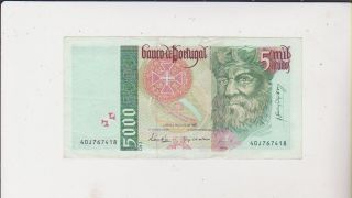 Portugal 5000 Escudos 1998 Vasco Da Gama P190e Paper Money Banknote photo