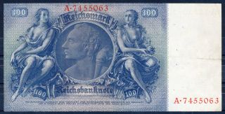 Germany 100 Reichsmark 1935 Large Swastika Nazi Era 3rd Reich Ww2 Bank Note Bill photo