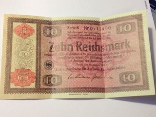 Zehn Reichsmark 10 - 1934 German Dollar Bill photo