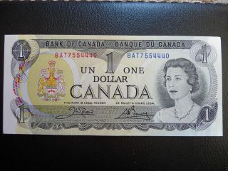 Canada $1 Bank Note 1973,  Crisp Bat7554440 Crow Bowey photo