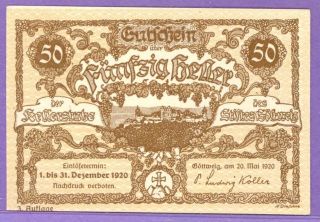 Goettweig (gottweig) Austria Notgeld 50 Heller Single Note D photo