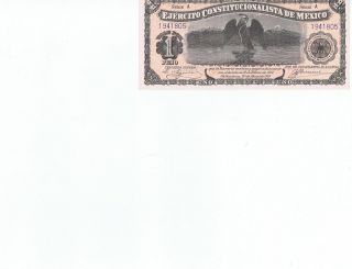 Mexico $1peso 3 - 30 - 1914 